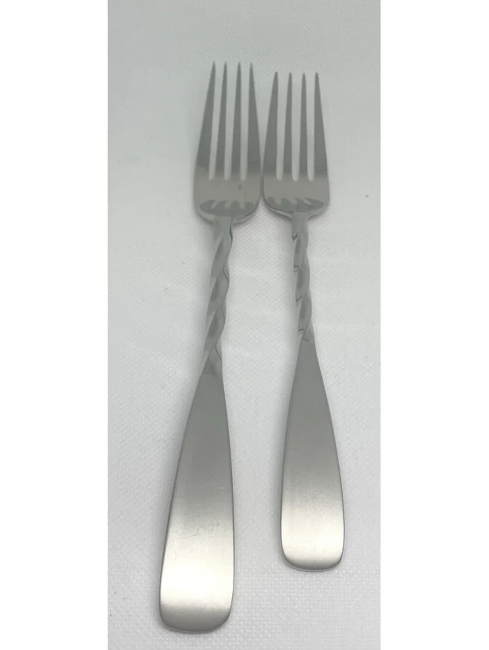 Gorham AURA TWIST 18/8 Korea Satin Dinner And Salad Fork 2pc Lot
